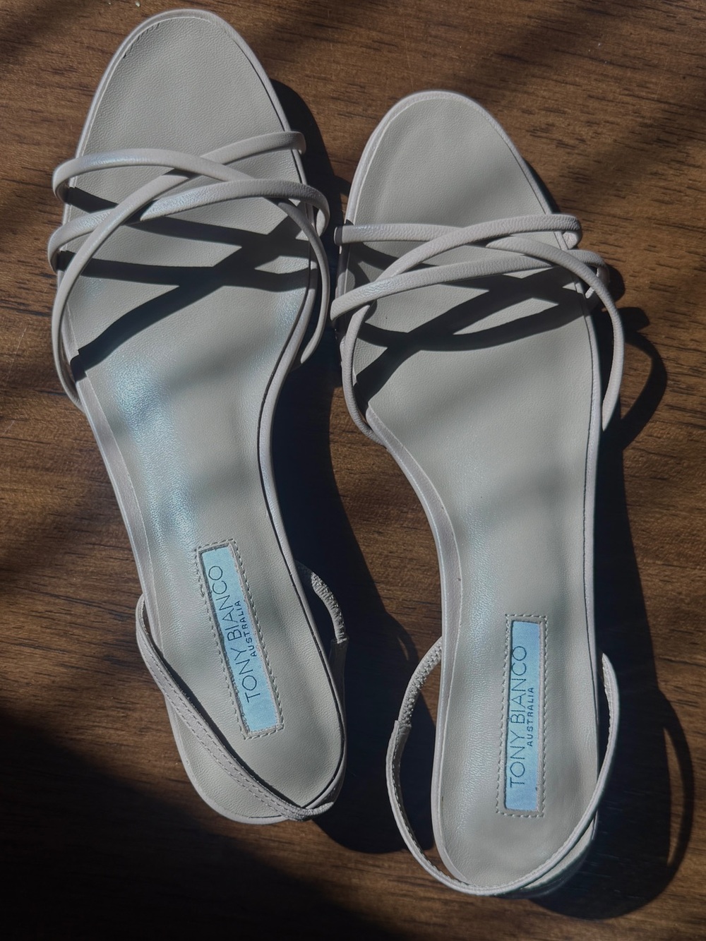 Tony Bianco cream Minimal Strappy Slingback Sandals